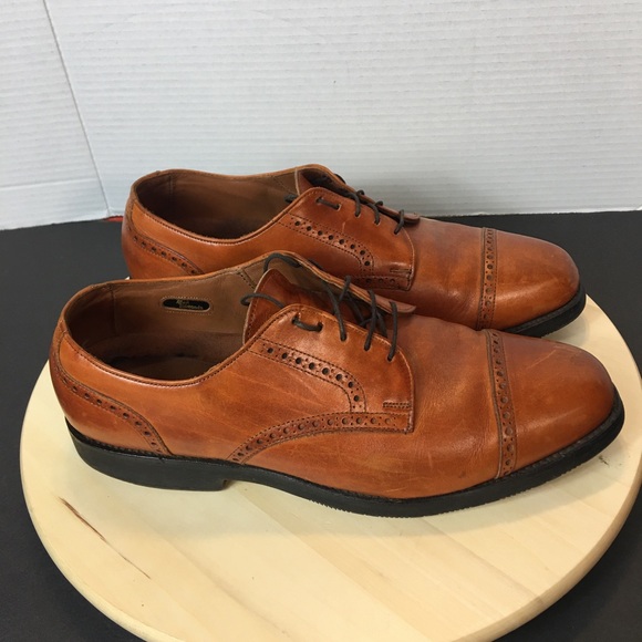 Allen Edmonds Benton 3448 Cap Toe Oxford Shoes Mens 11C Cognac Leather Vibram - Picture 7 of 10